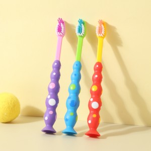 Brosse à dents pour enfants à ventouse à poils souples