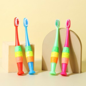 Escova de dentes infantil antiderrapante com cabo de silicone