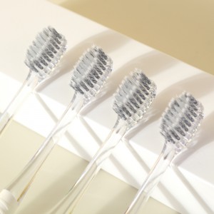 Maison familiale utilisant une brosse à dents manuelle à poils souples