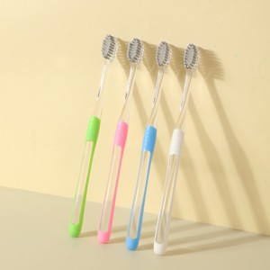 Maison familiale utilisant une brosse à dents manuelle à poils souples